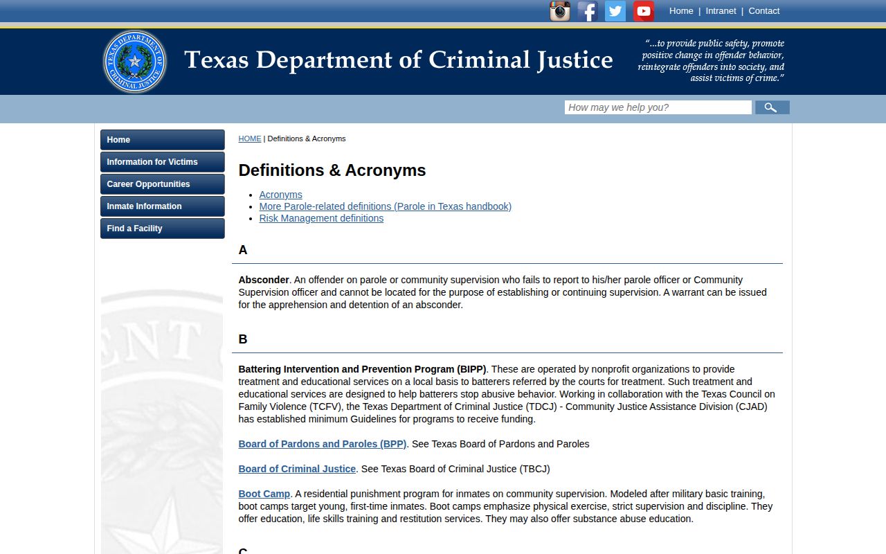 Real County projected release date definition from TDCJ